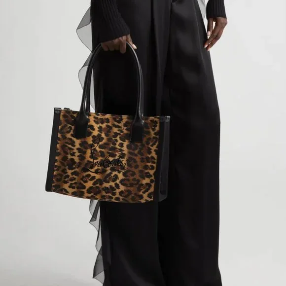 New Christian Louboutin Small Nastroloubi Leopard Print Canvas Tote - Picture 5 of 8